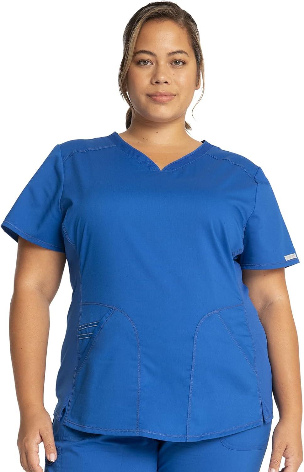 imageCherokee Women Scrub Set VNeck Scrub Top WW601 with Mid Rise Scrub Jogger Pants WW115Royal