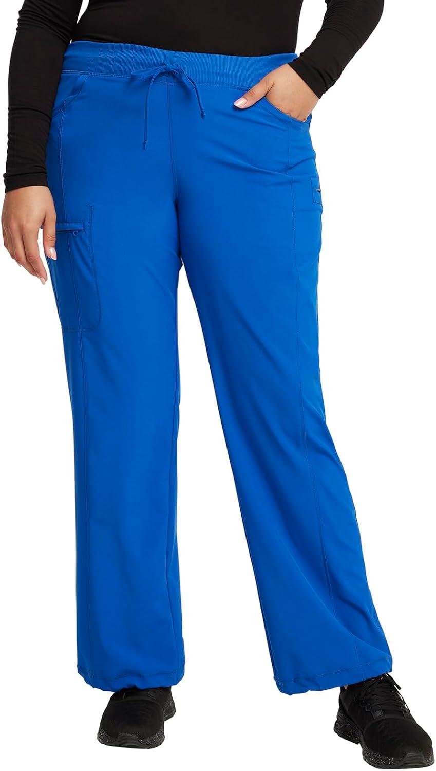 imageCherokee Women Scrub Sets Contemporary Fit 3 Pocket Rib Knit Panel Top CK623A 4 Pocket Low Rise Straight Leg Pant 1123ARoyal