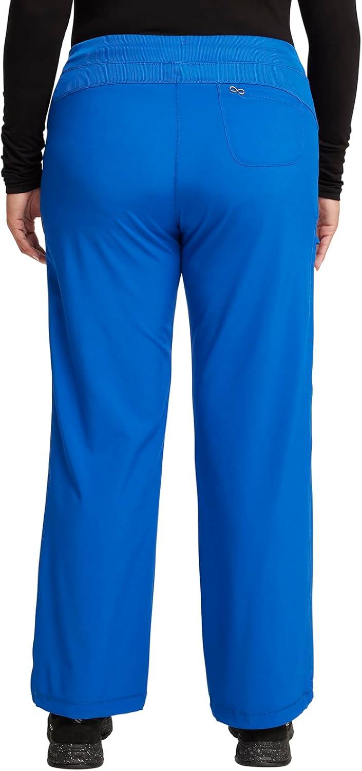 imageCherokee Women Scrub Sets Contemporary Fit 3 Pocket Rib Knit Panel Top CK623A 4 Pocket Low Rise Straight Leg Pant 1123ARoyal
