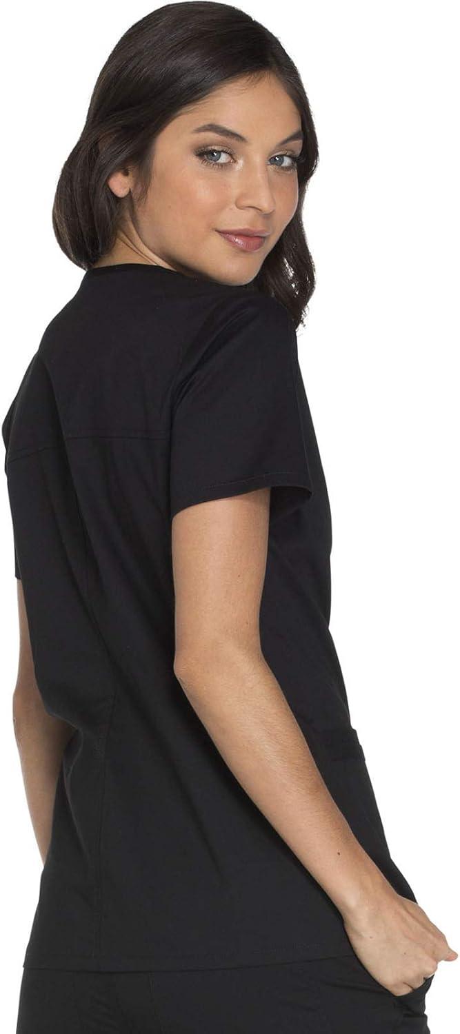 imageCherokee Womens Scrub Set 3 Pockets VNeck Top WW630 With 4 Pocket Mid Rise Drawstring Cargo Pant 4044Black
