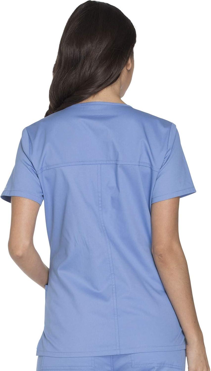 imageCherokee Womens Scrub Set 3 Pockets VNeck Top WW630 With 4 Pocket Mid Rise Drawstring Cargo Pant 4044Ciel
