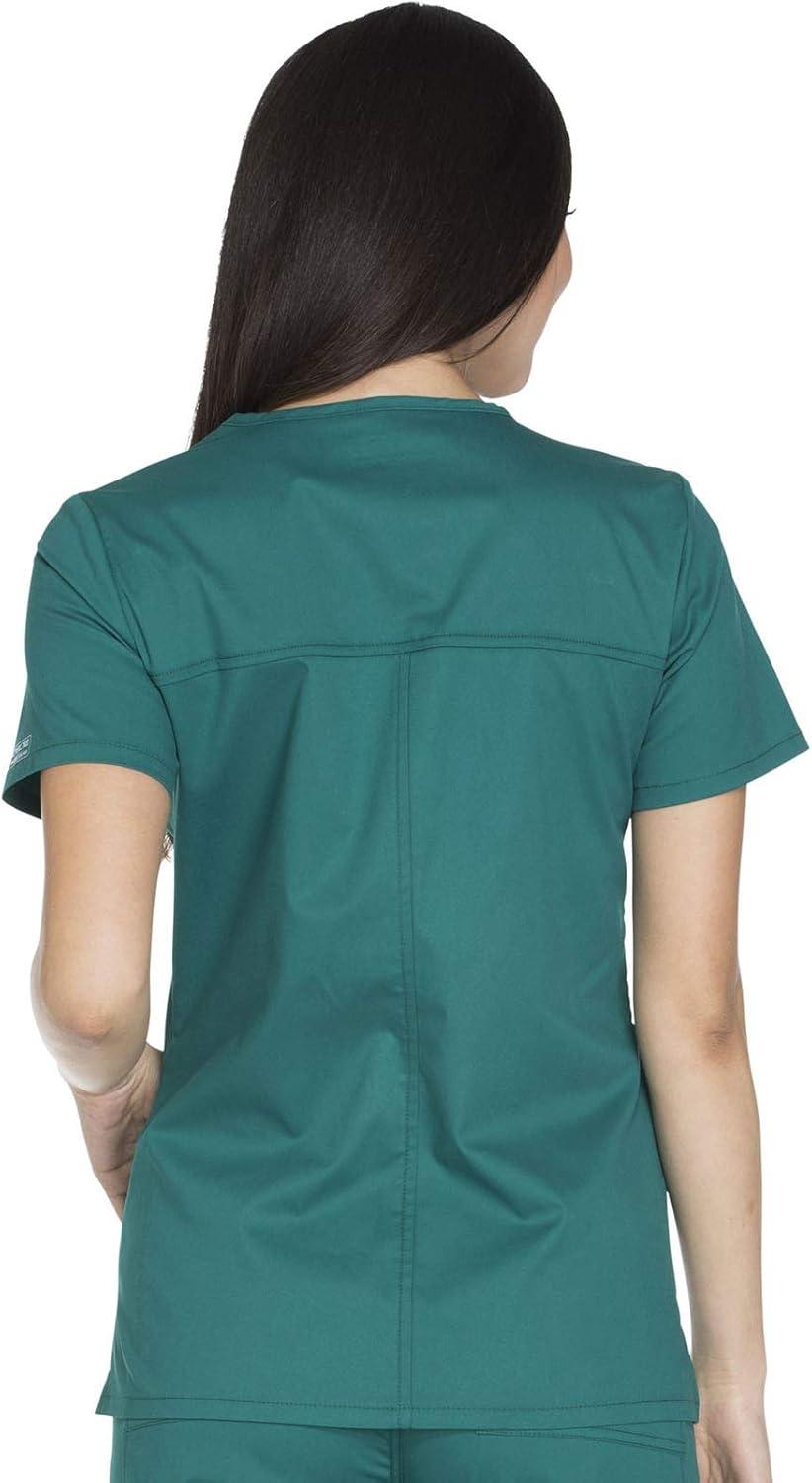 imageCherokee Womens Scrub Set 3 Pockets VNeck Top WW630 With 4 Pocket Mid Rise Drawstring Cargo Pant 4044Hunter Green