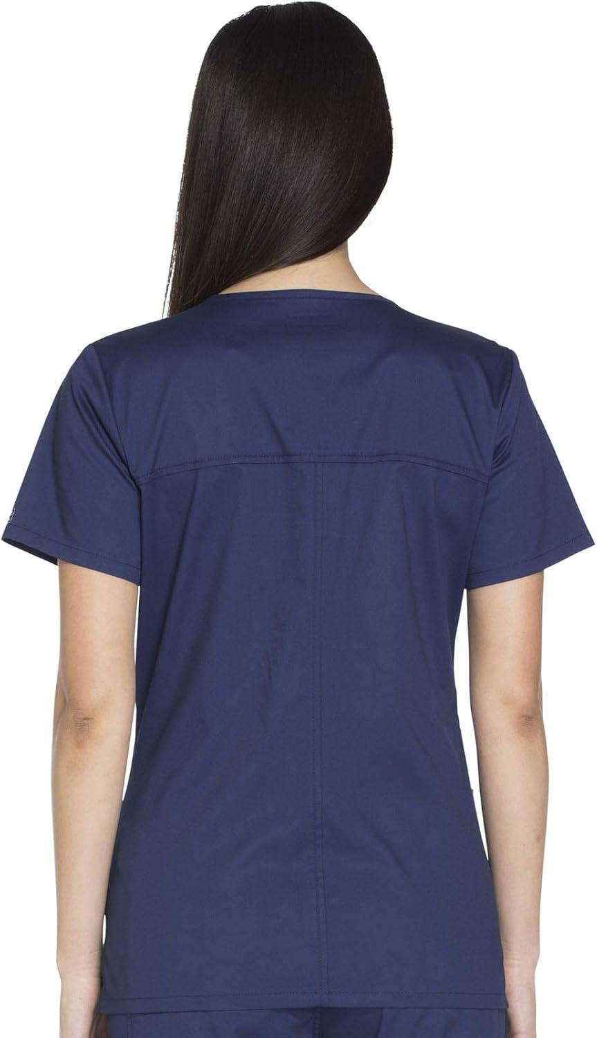 imageCherokee Womens Scrub Set 3 Pockets VNeck Top WW630 With 4 Pocket Mid Rise Drawstring Cargo Pant 4044Navy