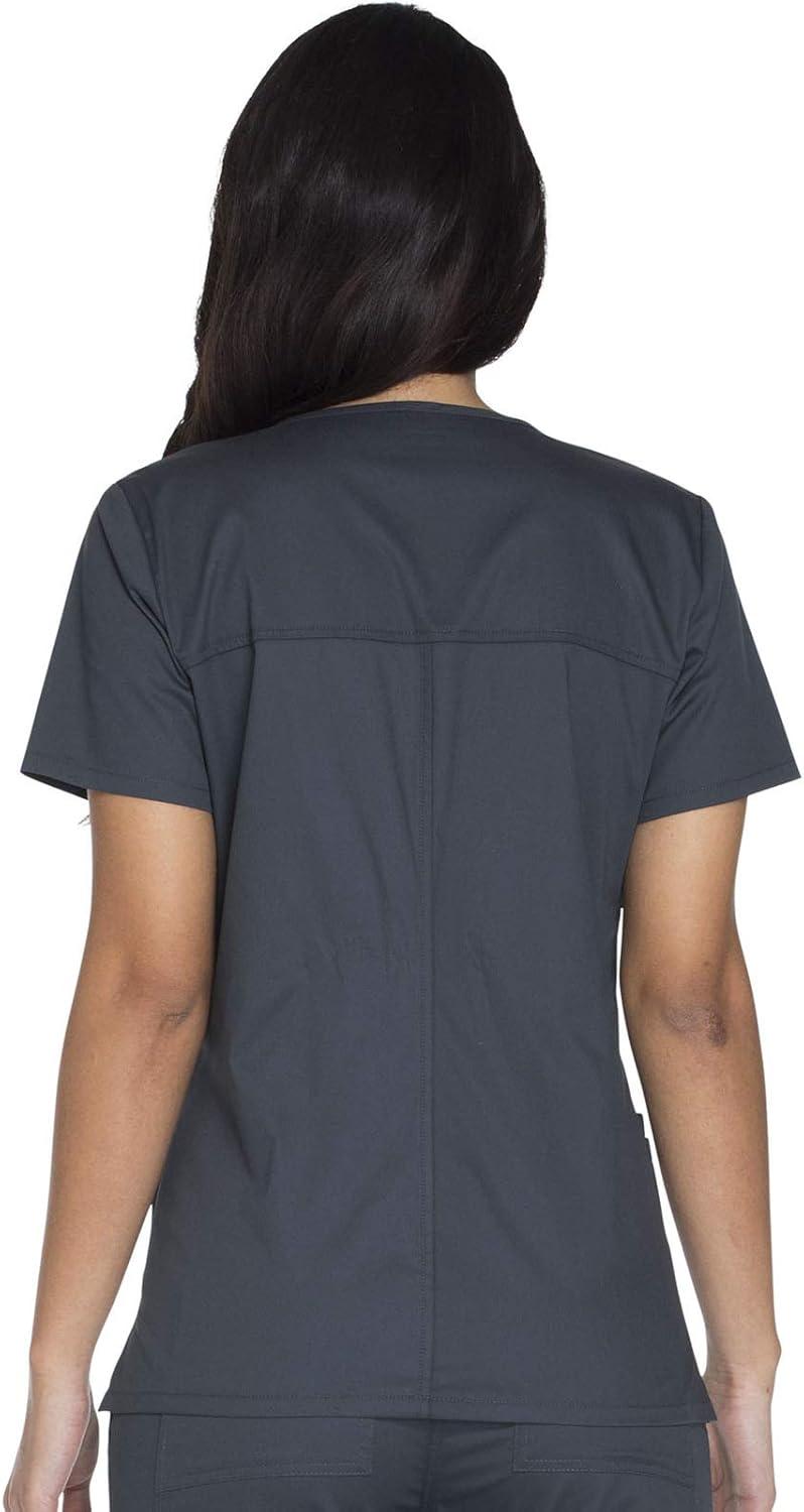 imageCherokee Womens Scrub Set 3 Pockets VNeck Top WW630 With 4 Pocket Mid Rise Drawstring Cargo Pant 4044Pewter