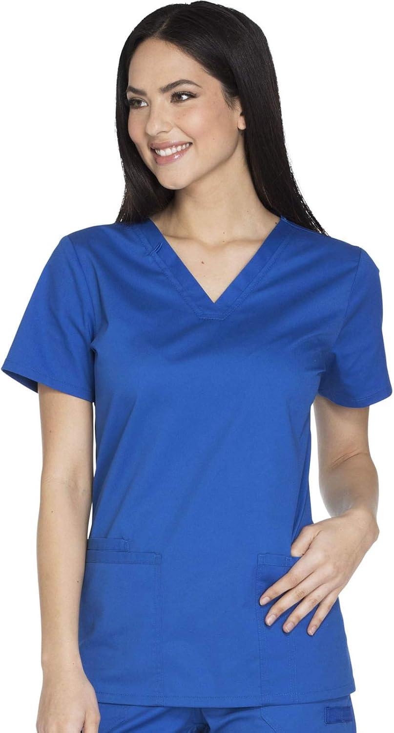 imageCherokee Womens Scrub Set 3 Pockets VNeck Top WW630 With 4 Pocket Mid Rise Drawstring Cargo Pant 4044Royal
