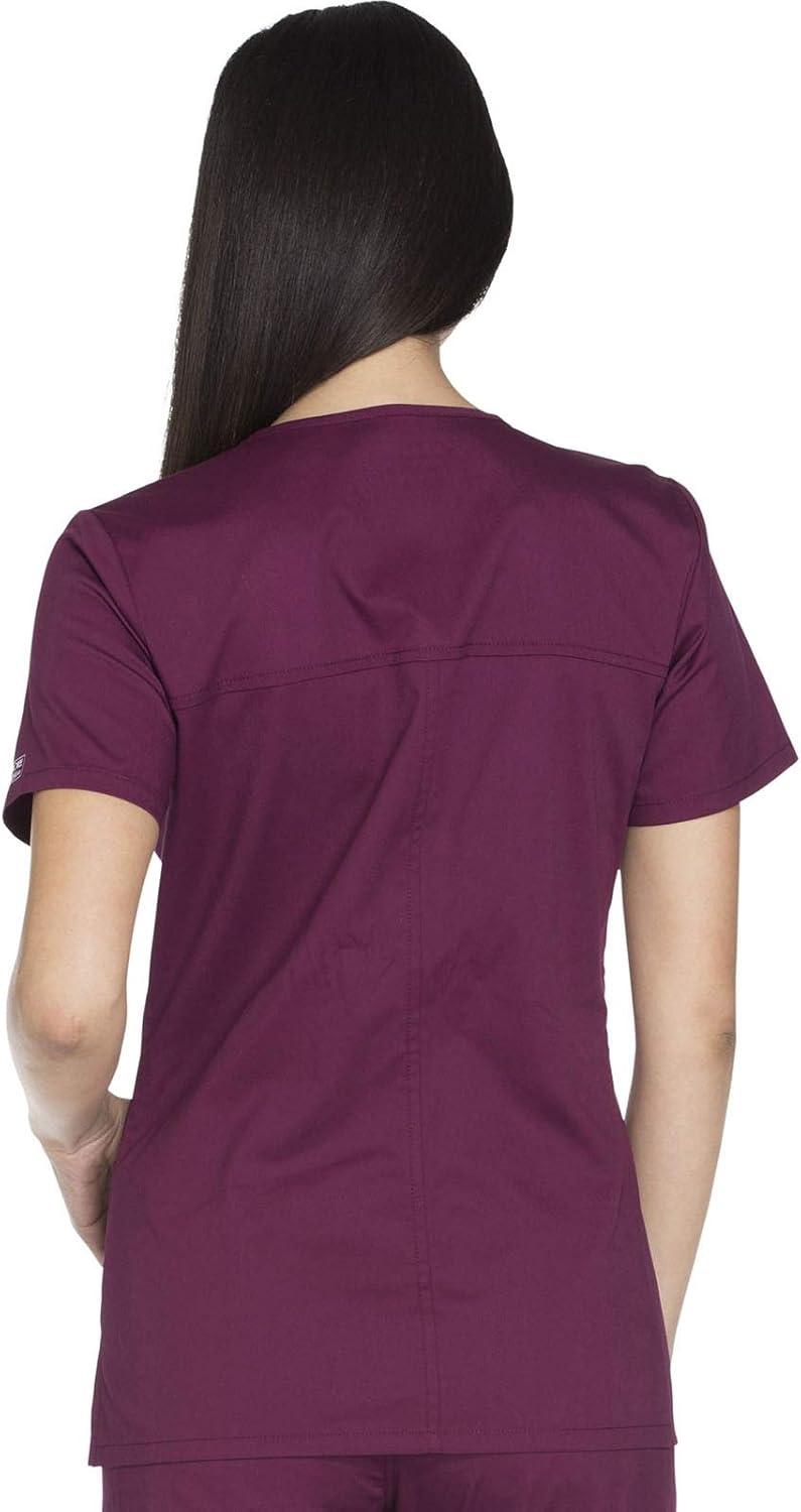 imageCherokee Womens Scrub Set 3 Pockets VNeck Top WW630 With 4 Pocket Mid Rise Drawstring Cargo Pant 4044Wine