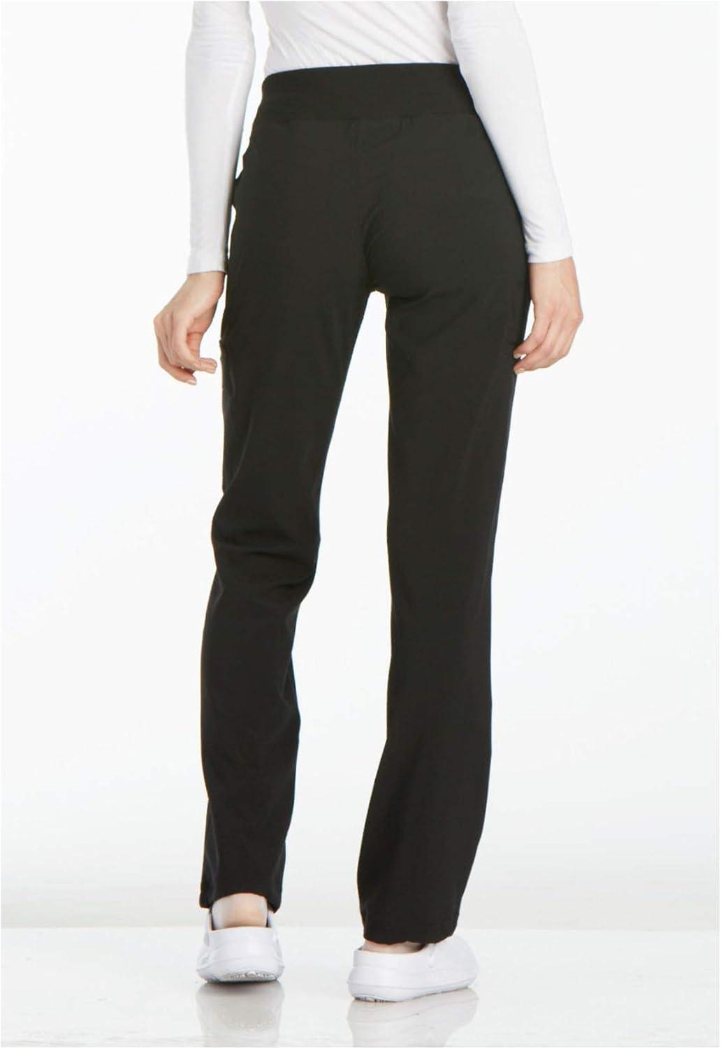 imageCherokee Womens Scrub Set Contemporary Fit Mid Rise 6 Pocket Straight Leg Pant CK002 and 4 Pocket VNeck Top CK605Black