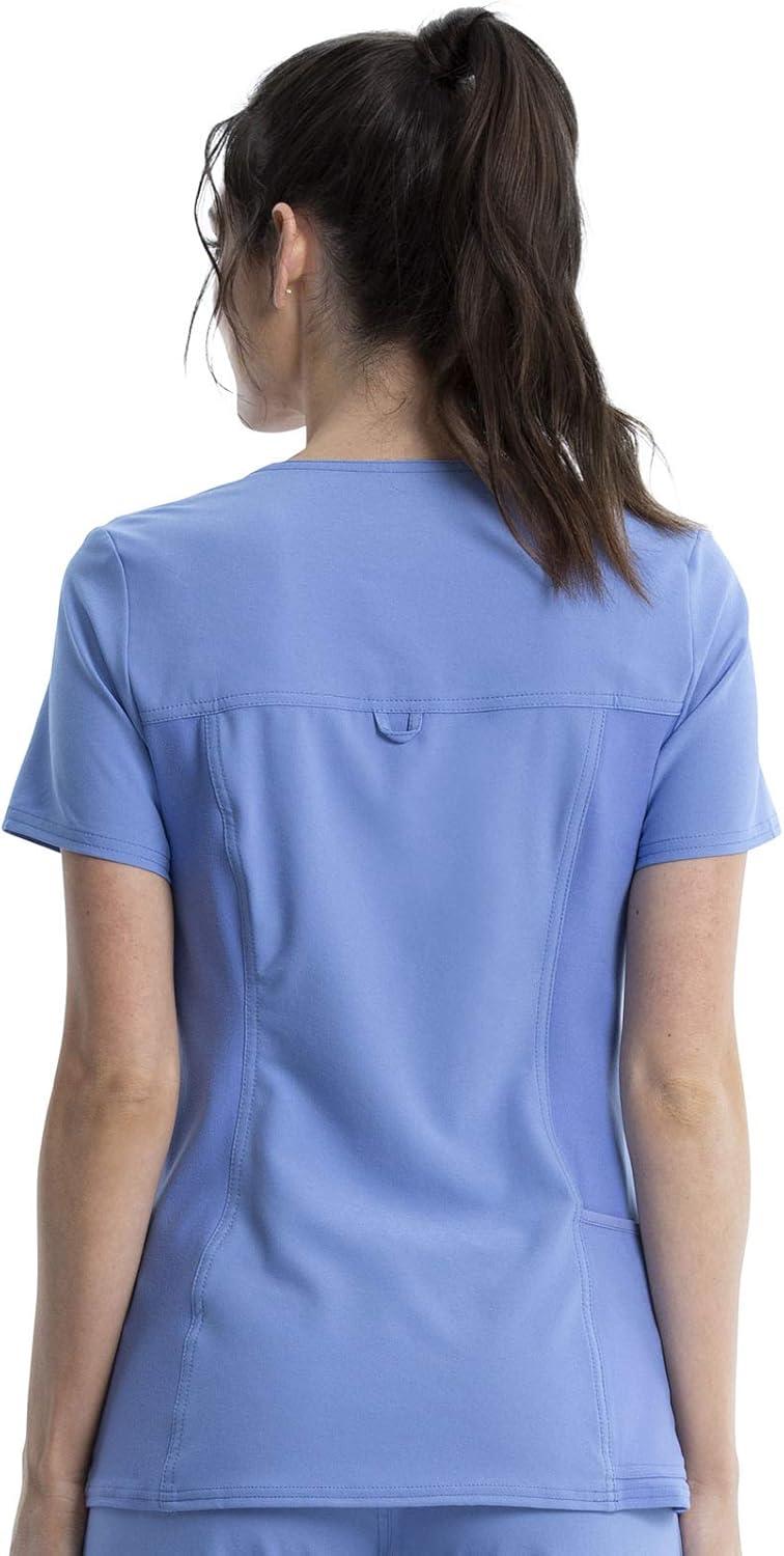 imageCherokee Womens Scrub Set Contemporary Fit Mid Rise 6 Pocket Straight Leg Pant CK002 and 4 Pocket VNeck Top CK605Ciel