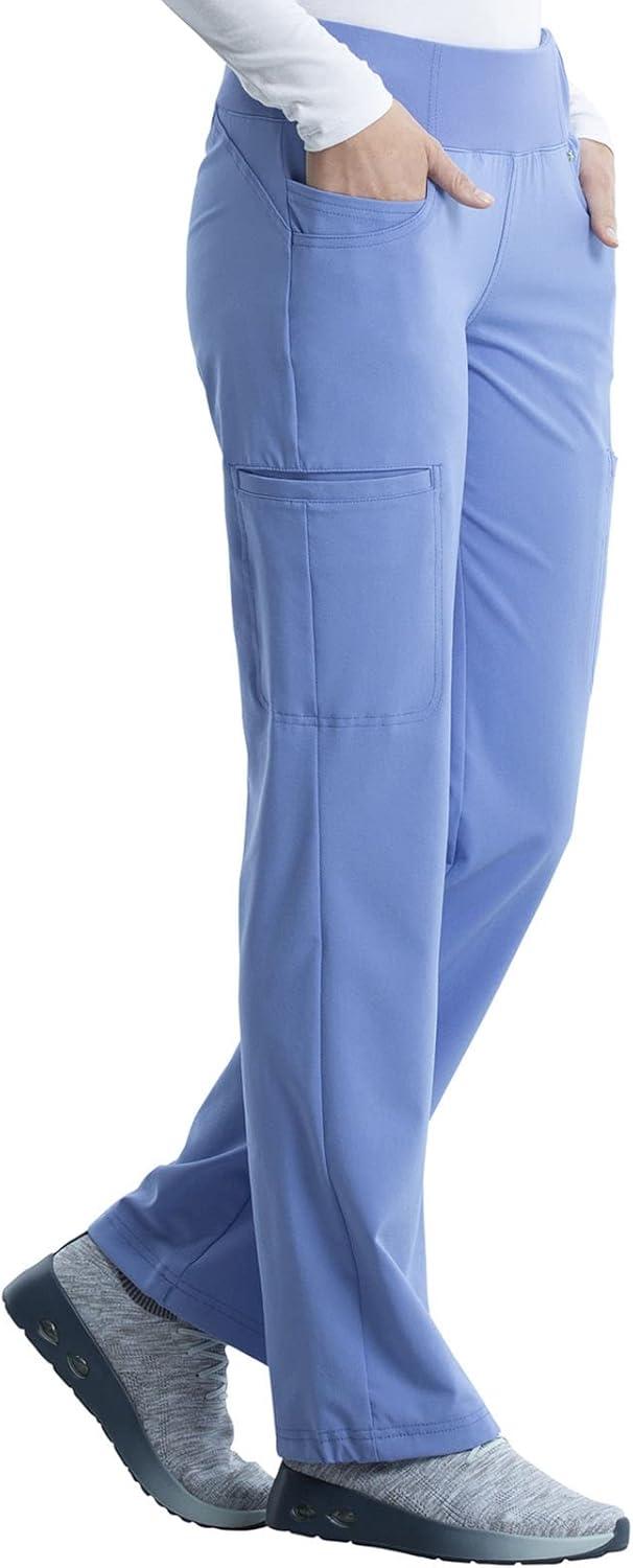 imageCherokee Womens Scrub Set Contemporary Fit Mid Rise 6 Pocket Straight Leg Pant CK002 and 4 Pocket VNeck Top CK605Ciel