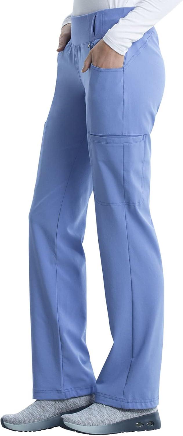 imageCherokee Womens Scrub Set Contemporary Fit Mid Rise 6 Pocket Straight Leg Pant CK002 and 4 Pocket VNeck Top CK605Ciel