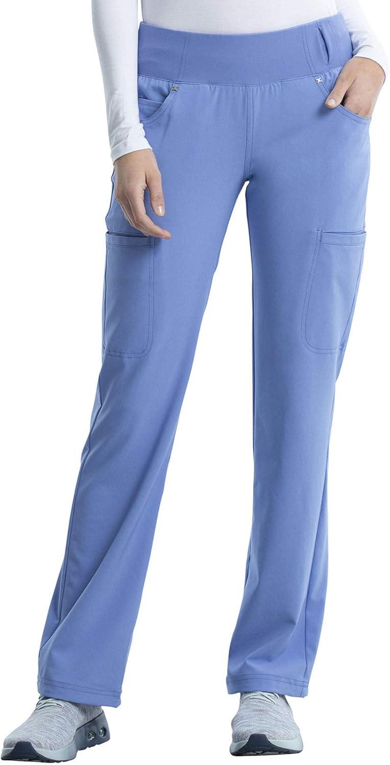 imageCherokee Womens Scrub Set Contemporary Fit Mid Rise 6 Pocket Straight Leg Pant CK002 and 4 Pocket VNeck Top CK605Ciel