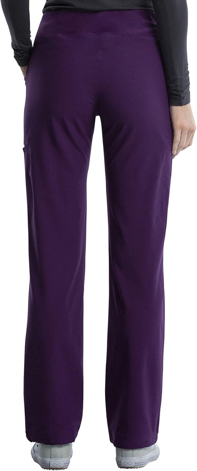 imageCherokee Womens Scrub Set Contemporary Fit Mid Rise 6 Pocket Straight Leg Pant CK002 and 4 Pocket VNeck Top CK605Eggplant