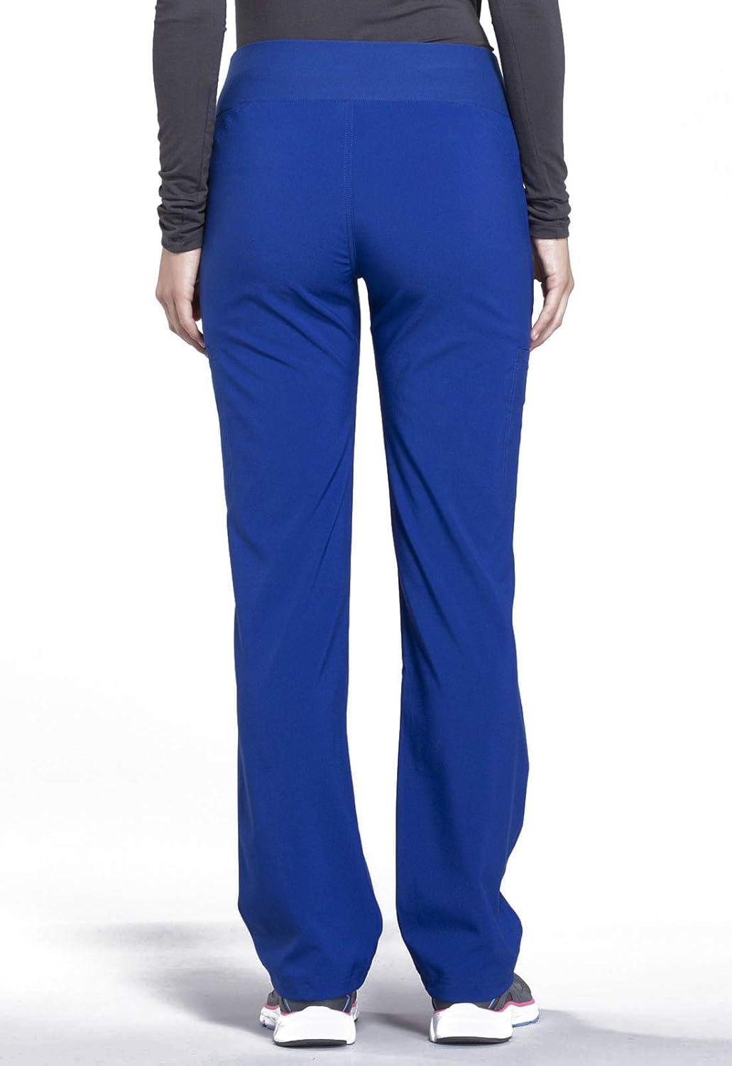 imageCherokee Womens Scrub Set Contemporary Fit Mid Rise 6 Pocket Straight Leg Pant CK002 and 4 Pocket VNeck Top CK605Galaxy Blue