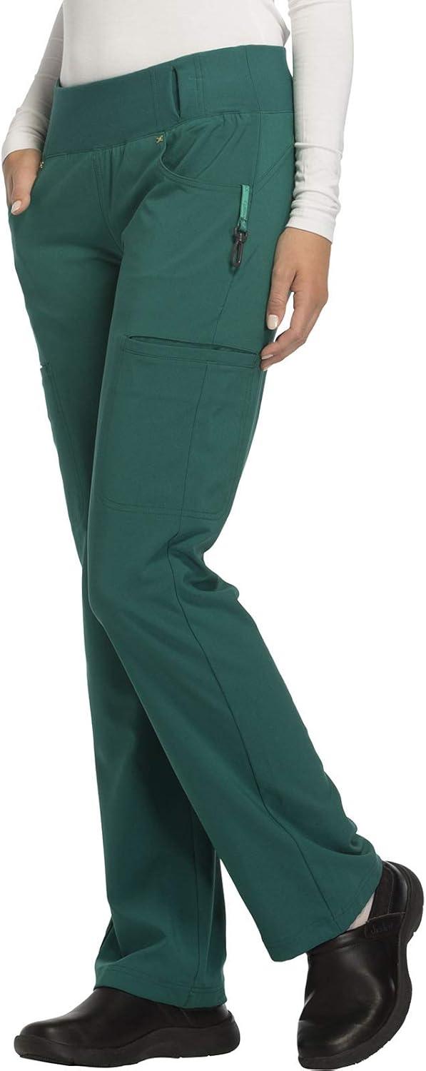 imageCherokee Womens Scrub Set Contemporary Fit Mid Rise 6 Pocket Straight Leg Pant CK002 and 4 Pocket VNeck Top CK605Hunter Green