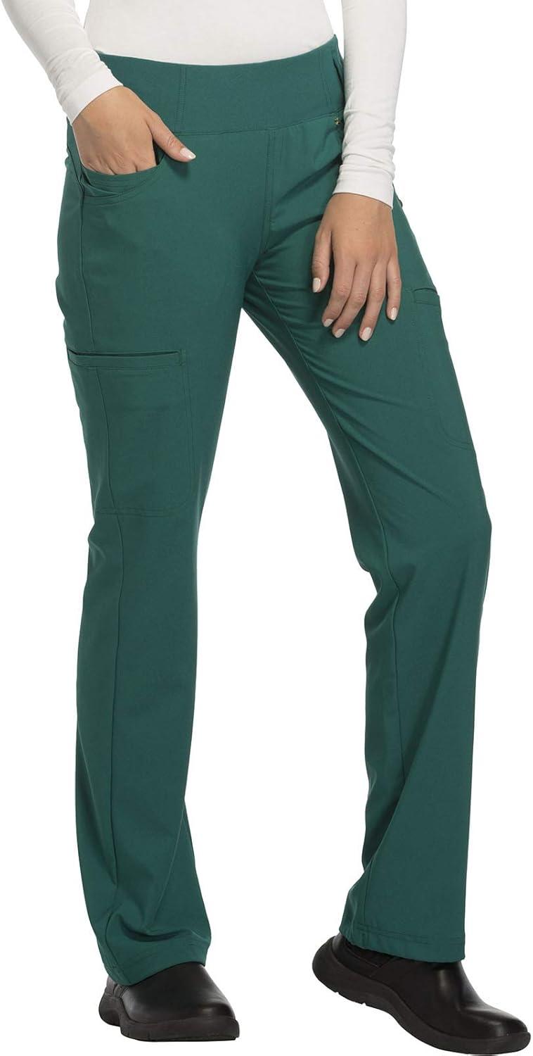 imageCherokee Womens Scrub Set Contemporary Fit Mid Rise 6 Pocket Straight Leg Pant CK002 and 4 Pocket VNeck Top CK605Hunter Green