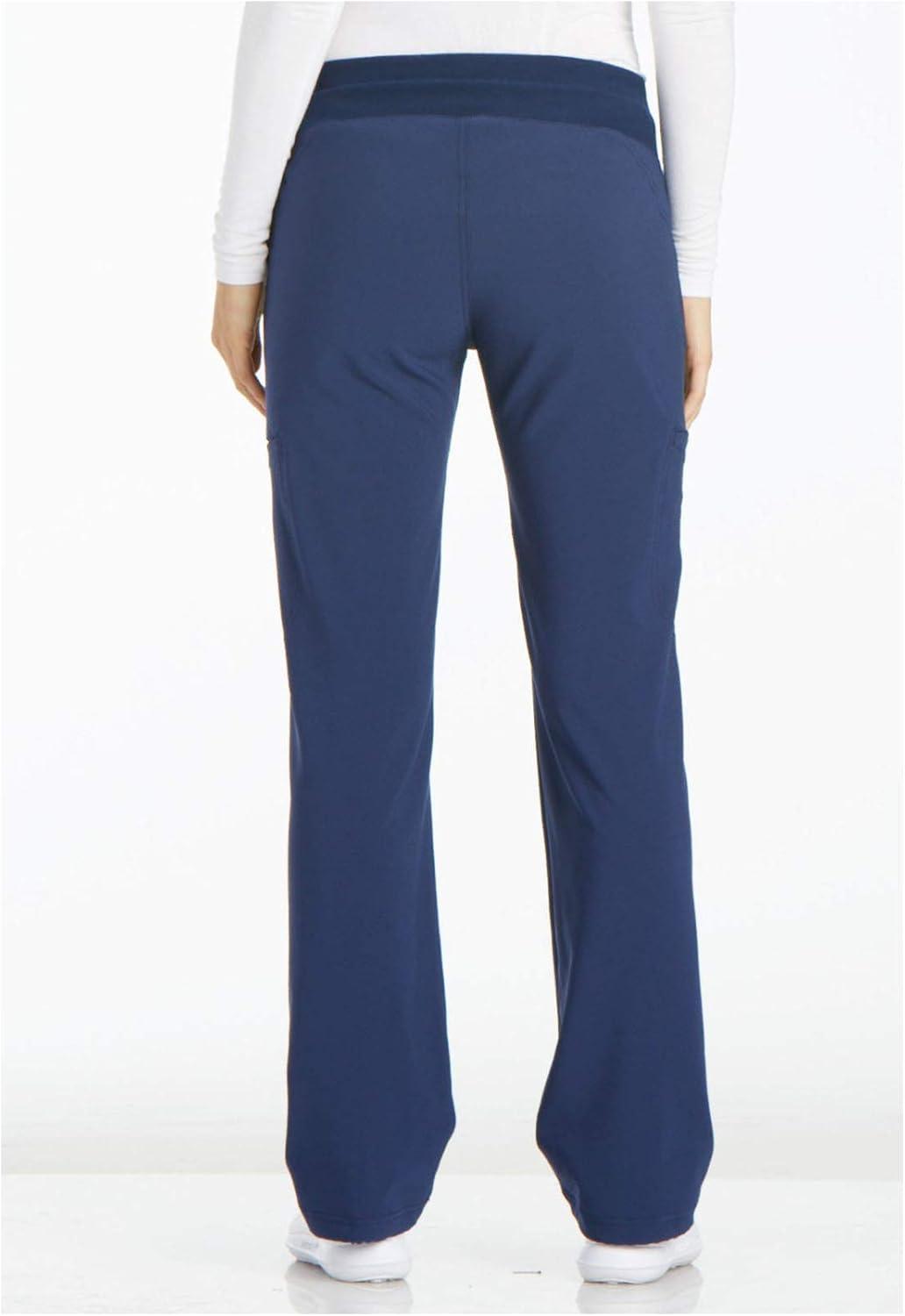 imageCherokee Womens Scrub Set Contemporary Fit Mid Rise 6 Pocket Straight Leg Pant CK002 and 4 Pocket VNeck Top CK605Navy