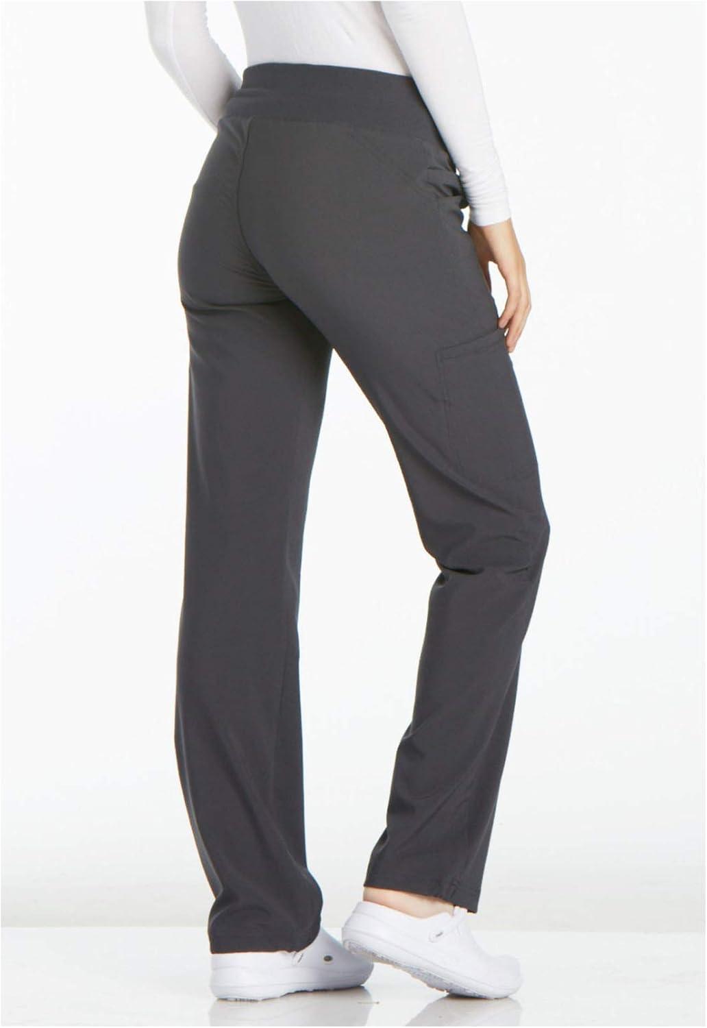 imageCherokee Womens Scrub Set Contemporary Fit Mid Rise 6 Pocket Straight Leg Pant CK002 and 4 Pocket VNeck Top CK605Pewter