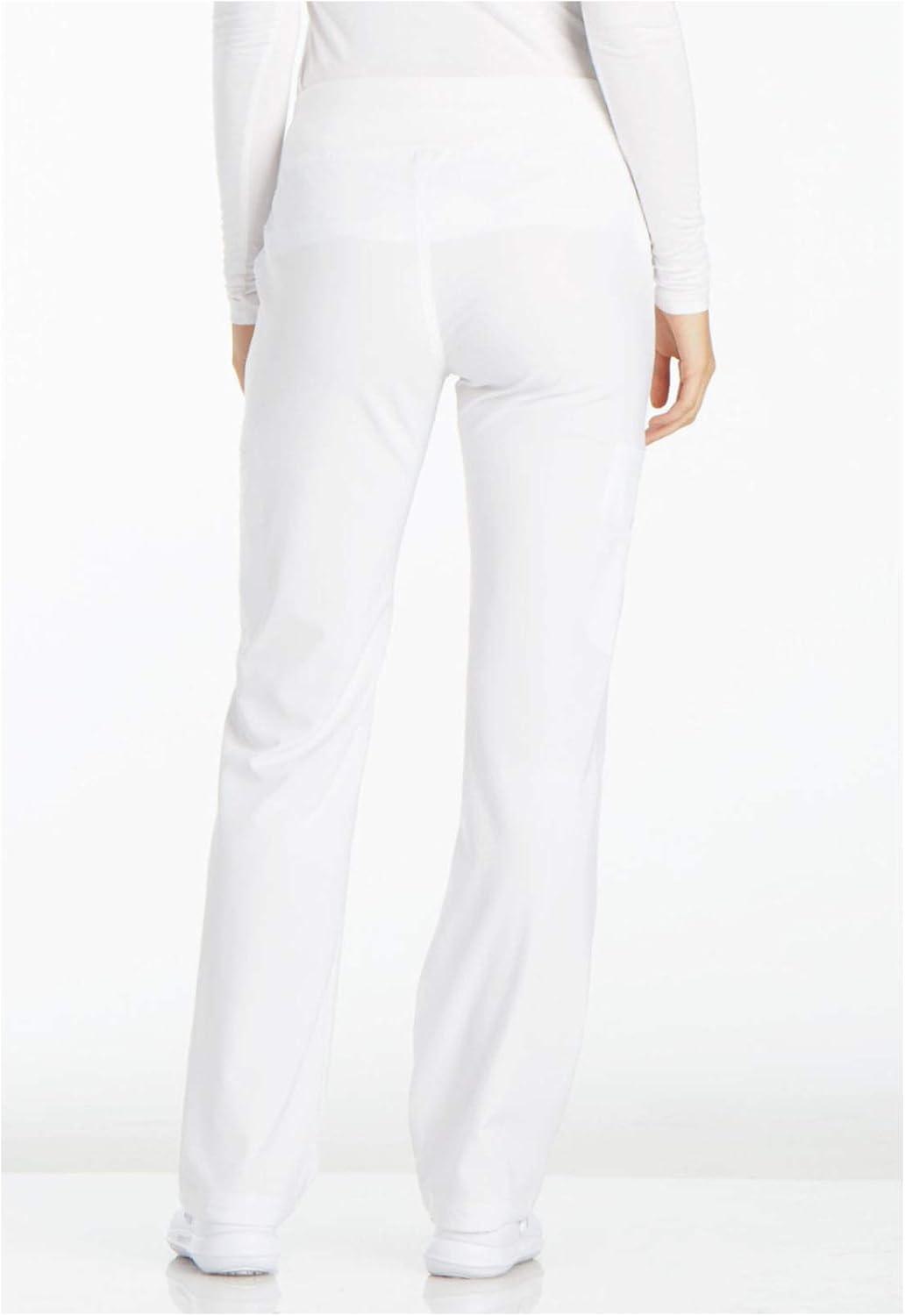 imageCherokee Womens Scrub Set Contemporary Fit Mid Rise 6 Pocket Straight Leg Pant CK002 and 4 Pocket VNeck Top CK605White
