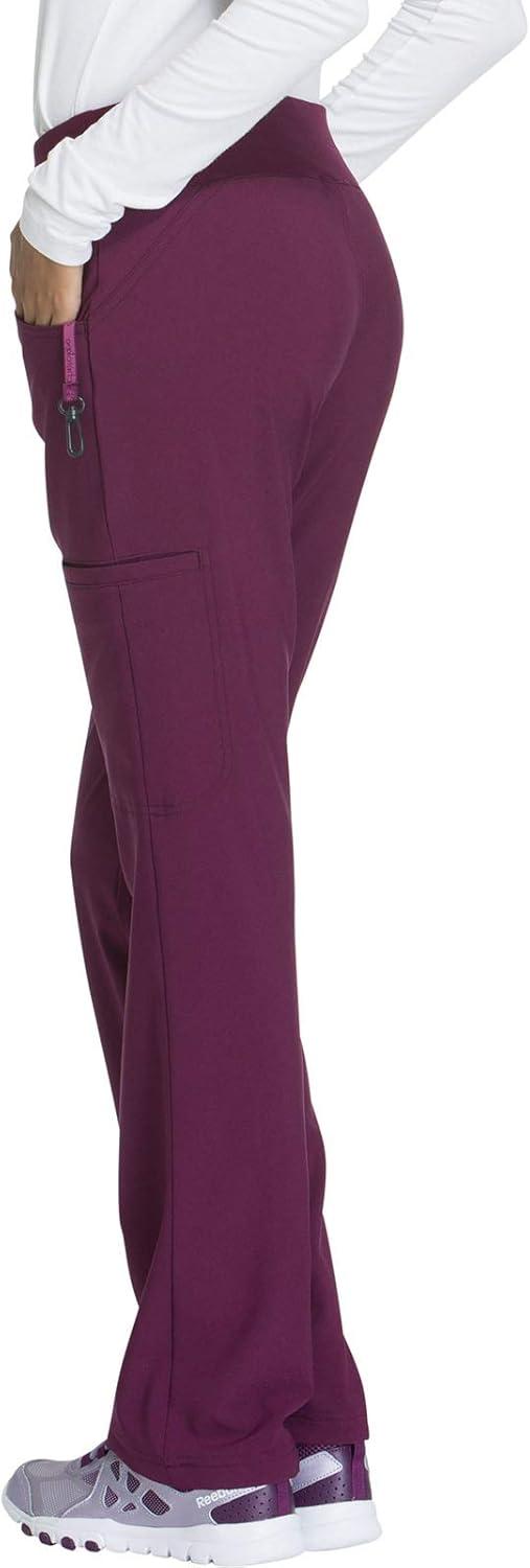 imageCherokee Womens Scrub Set Contemporary Fit Mid Rise 6 Pocket Straight Leg Pant CK002 and 4 Pocket VNeck Top CK605Wine