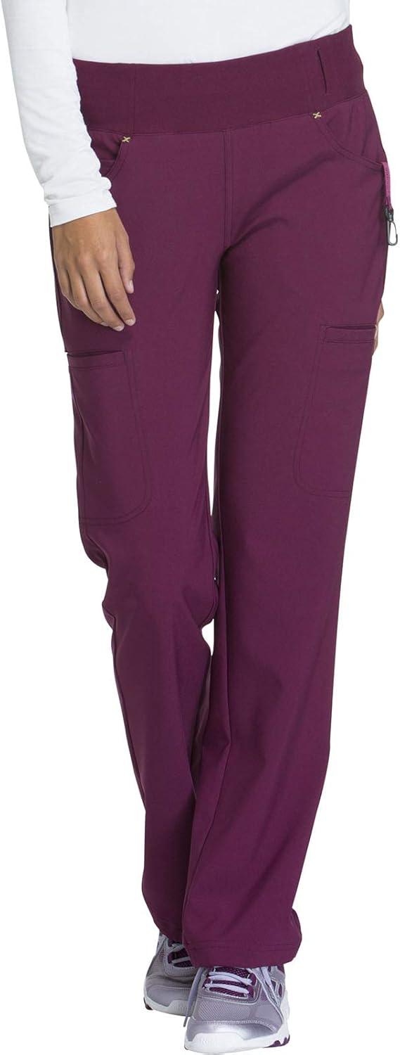 imageCherokee Womens Scrub Set Contemporary Fit Mid Rise 6 Pocket Straight Leg Pant CK002 and 4 Pocket VNeck Top CK605Wine
