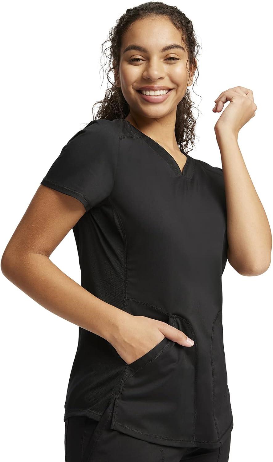 imageCherokee Womens Scrub Set Modern Classic Fit VNeck Scrub Top WW601 with Natural Rise Jogger amp Elasticized Waistband WW011Black