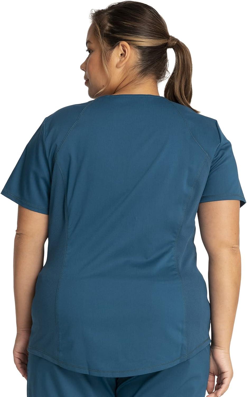 imageCherokee Womens Scrub Set Modern Classic Fit VNeck Scrub Top WW601 with Natural Rise Jogger amp Elasticized Waistband WW011Caribbean Blue
