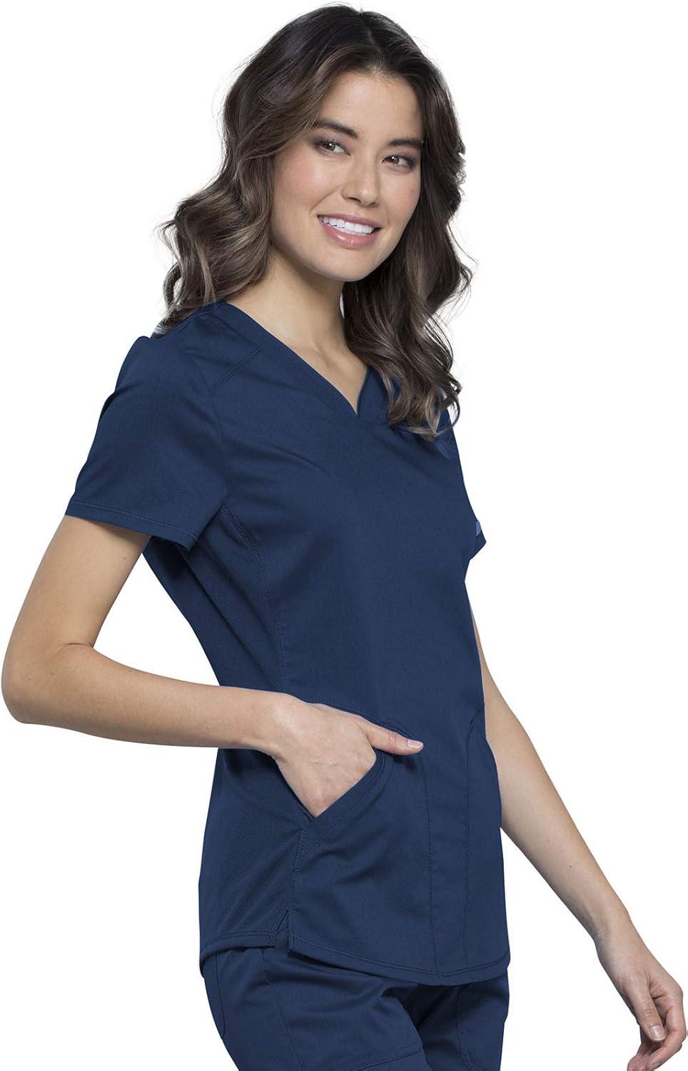 imageCherokee Womens Scrub Set Modern Classic Fit VNeck Scrub Top WW601 with Natural Rise Jogger amp Elasticized Waistband WW011Navy