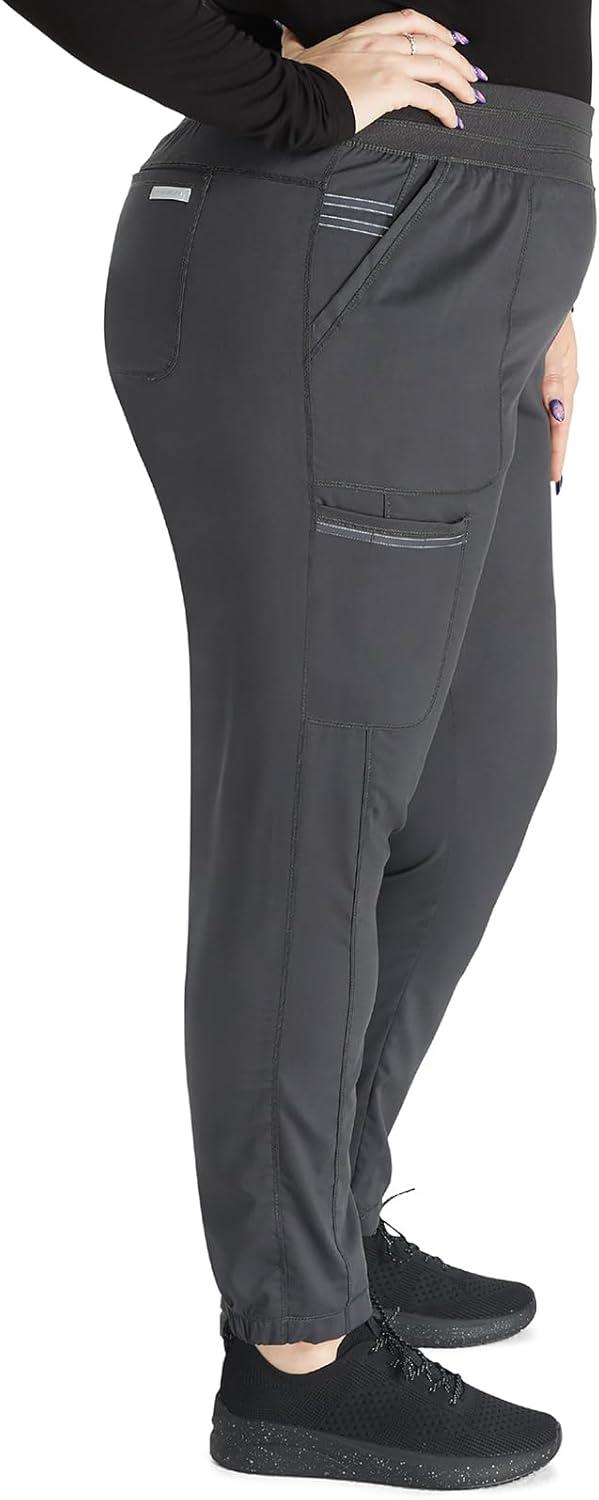 imageCherokee Womens Scrub Set Modern Classic Fit VNeck Scrub Top WW601 with Natural Rise Jogger amp Elasticized Waistband WW011Pewter