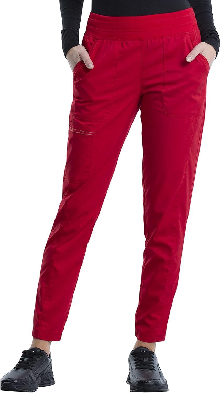 imageCherokee Womens Scrub Set Modern Classic Fit VNeck Scrub Top WW601 with Natural Rise Jogger amp Elasticized Waistband WW011Red