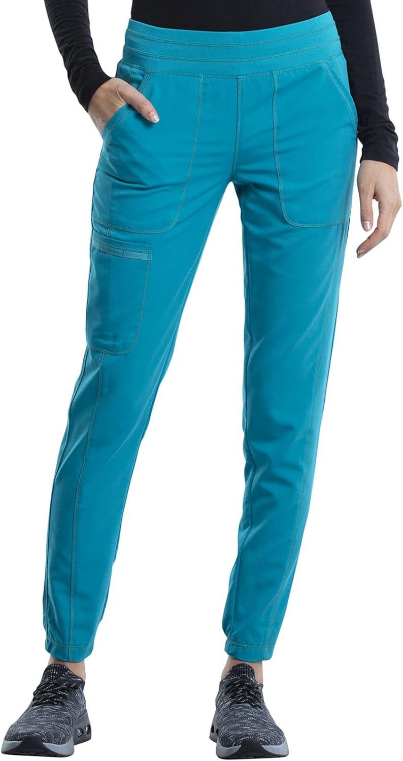 imageCherokee Womens Scrub Set Modern Classic Fit VNeck Scrub Top WW601 with Natural Rise Jogger amp Elasticized Waistband WW011Teal Blue