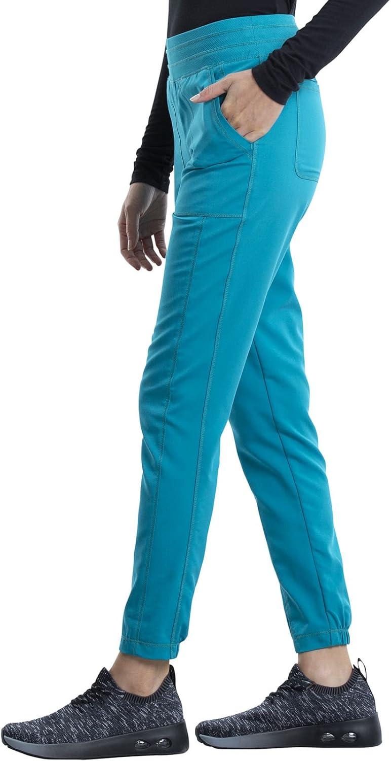 imageCherokee Womens Scrub Set Modern Classic Fit VNeck Scrub Top WW601 with Natural Rise Jogger amp Elasticized Waistband WW011Teal Blue