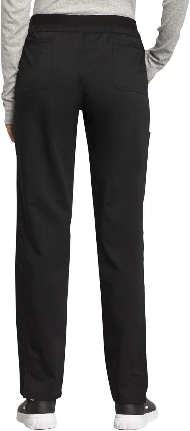 imageCherokee Womens Scrub Set VNeck Knit Panel Scrub Top WW2875 Mid Rise Tapered Leg Drawstring Scrub Pant WW105Black