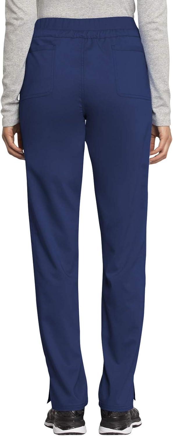 imageCherokee Womens Scrub Set VNeck Knit Panel Scrub Top WW2875 Mid Rise Tapered Leg Drawstring Scrub Pant WW105Navy