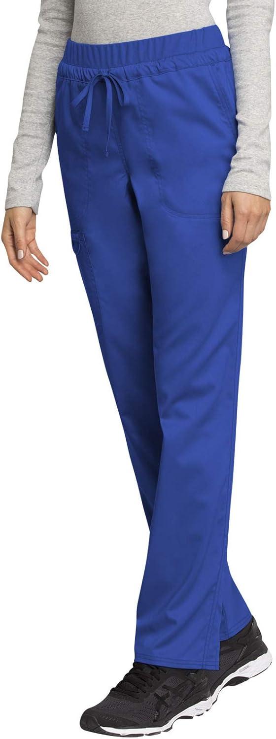 imageCherokee Womens Scrub Set VNeck Knit Panel Scrub Top WW2875 Mid Rise Tapered Leg Drawstring Scrub Pant WW105Royal