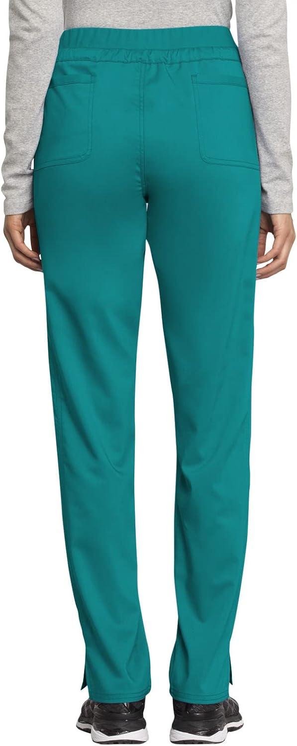 imageCherokee Womens Scrub Set VNeck Knit Panel Scrub Top WW2875 Mid Rise Tapered Leg Drawstring Scrub Pant WW105Teal Blue
