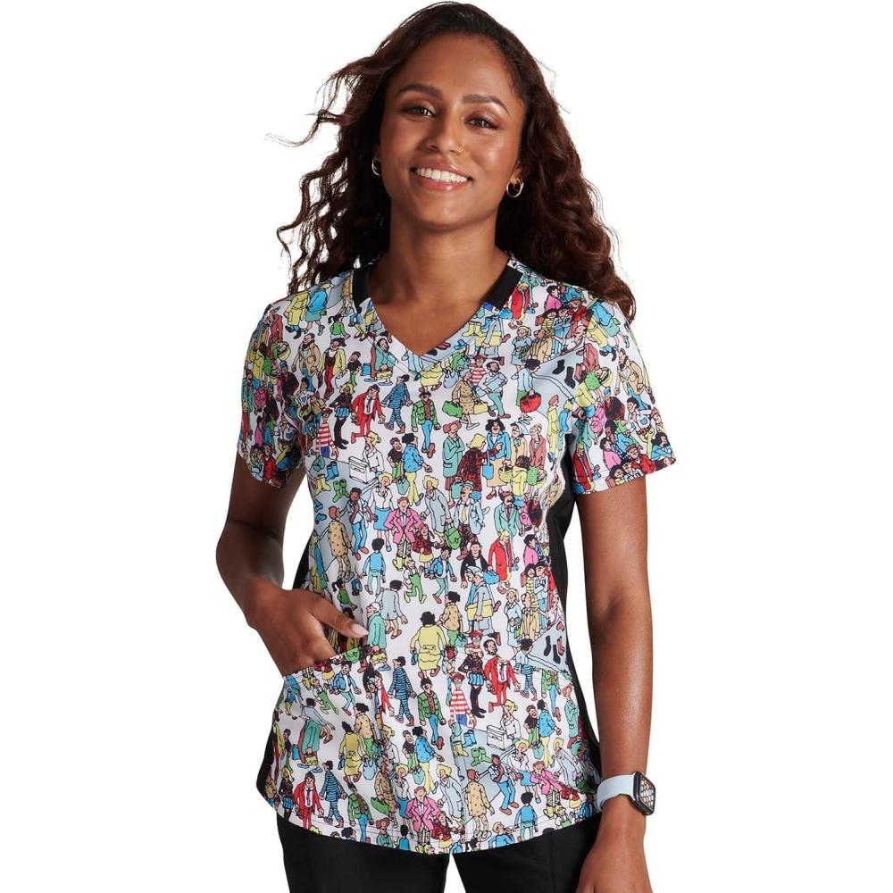 imageTooniforms Nurse Gifts Women Scrubs Top VNeck Print TF764Wheres Waldo