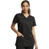 Cherokee Scrub Set For Women Modern Classic Fit 3 Pockets V-Neck Top WW620 with 5 Pockets Moderate Flare Leg Pant WW120(Black)