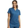Cherokee Scrub Set For Women Modern Classic Fit 3 Pockets V-Neck Top WW620 with 5 Pockets Moderate Flare Leg Pant WW120(Caribbean Blue)