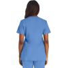 Cherokee Scrub Set For Women Modern Classic Fit 3 Pockets V-Neck Top WW620 with 5 Pockets Moderate Flare Leg Pant WW120(Ciel)