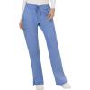Cherokee Scrub Set For Women Modern Classic Fit 3 Pockets V-Neck Top WW620 with 5 Pockets Moderate Flare Leg Pant WW120(Ciel)