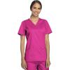 Cherokee Scrub Set For Women Modern Classic Fit 3 Pockets V-Neck Top WW620 with 5 Pockets Moderate Flare Leg Pant WW120(Electric Pink)