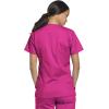Cherokee Scrub Set For Women Modern Classic Fit 3 Pockets V-Neck Top WW620 with 5 Pockets Moderate Flare Leg Pant WW120(Electric Pink)
