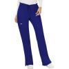 Cherokee Scrub Set For Women Modern Classic Fit 3 Pockets V-Neck Top WW620 with 5 Pockets Moderate Flare Leg Pant WW120(Galaxy Blue)