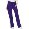 Cherokee Scrub Set For Women Modern Classic Fit 3 Pockets V-Neck Top WW620 with 5 Pockets Moderate Flare Leg Pant WW120(Grape)