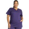Cherokee Scrub Set For Women Modern Classic Fit 3 Pockets V-Neck Top WW620 with 5 Pockets Moderate Flare Leg Pant WW120(Grape)