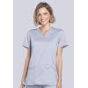 Cherokee Scrub Set For Women Modern Classic Fit 3 Pockets V-Neck Top WW620 with 5 Pockets Moderate Flare Leg Pant WW120(Grey)