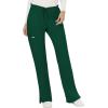 Cherokee Scrub Set For Women Modern Classic Fit 3 Pockets V-Neck Top WW620 with 5 Pockets Moderate Flare Leg Pant WW120(Hunter Green)