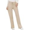 Cherokee Scrub Set For Women Modern Classic Fit 3 Pockets V-Neck Top WW620 with 5 Pockets Moderate Flare Leg Pant WW120(Khaki)