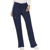 Cherokee Scrub Set For Women Modern Classic Fit 3 Pockets V-Neck Top WW620 with 5 Pockets Moderate Flare Leg Pant WW120(Navy)
