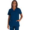 Cherokee Scrub Set For Women Modern Classic Fit 3 Pockets V-Neck Top WW620 with 5 Pockets Moderate Flare Leg Pant WW120(Navy)